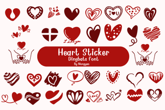 Creative Heart Sticker Font Designs for Projects